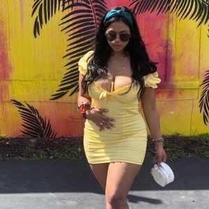 Pastel yellow mini dress